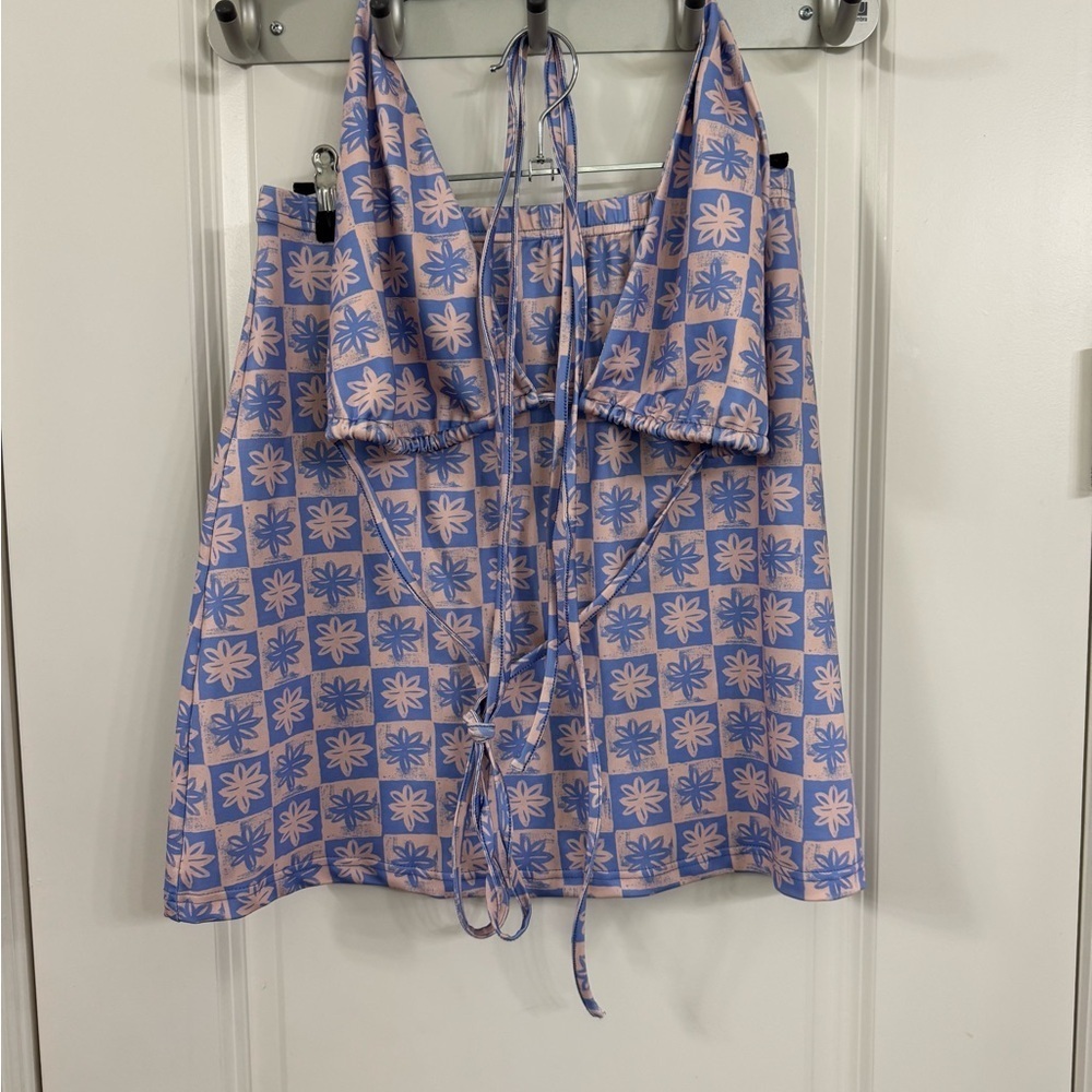 Princess Polly Blue and Pink Floral Top and Skirt